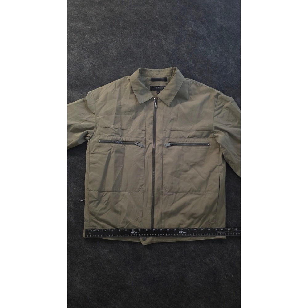 Robert Barakett Mens Olive Green Full Zip Utility Jacket Lightweight Size S